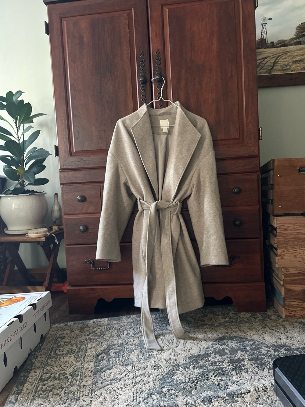 H&M Women's Belted Trench Coat - Light Beige